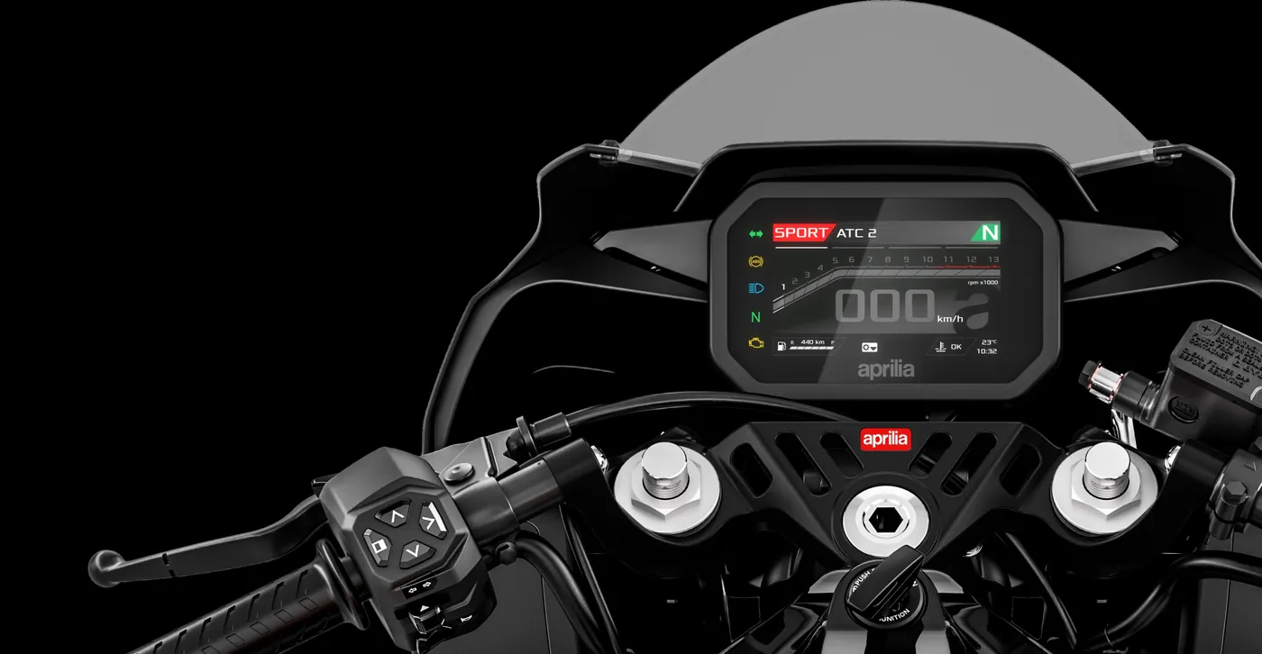 RS 457 cockpit with the colour TFT display and backlit switchgear