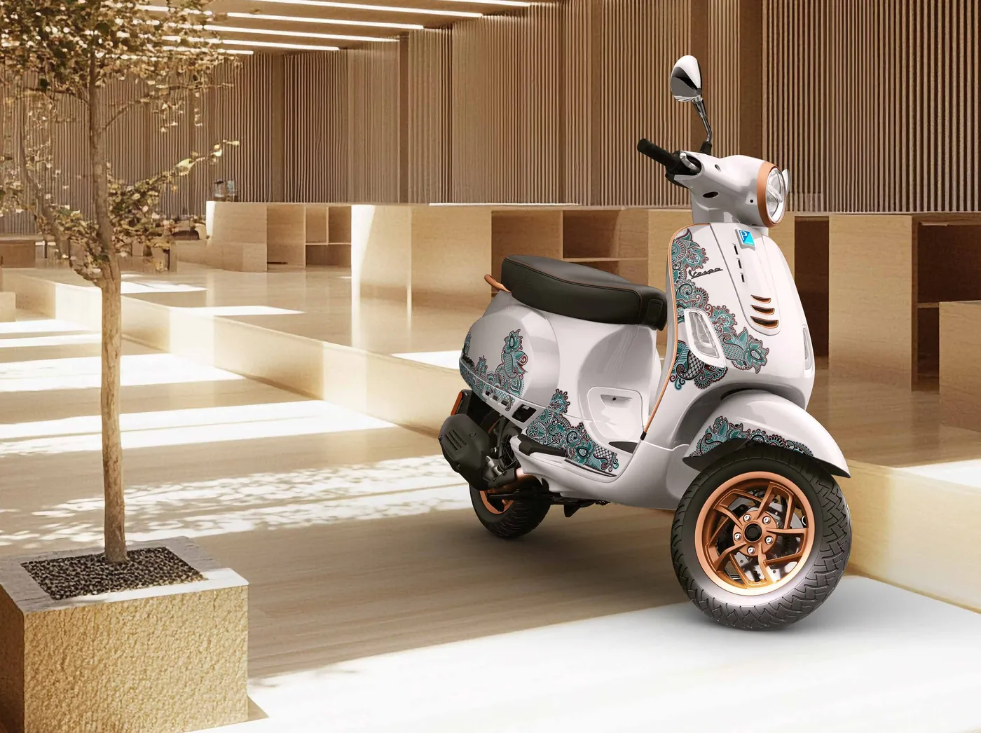 Vespa Qala with mehendi-inspired graphics